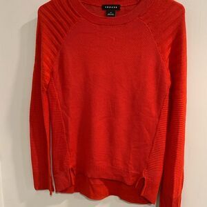 Trouve Red Crew Neck Sweater with Ribbed Texture